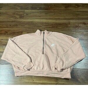 Nike Sportswear Essential Fleece Long-Sleeve Crop Top 1/4 Zip Sweater Womens 2XL